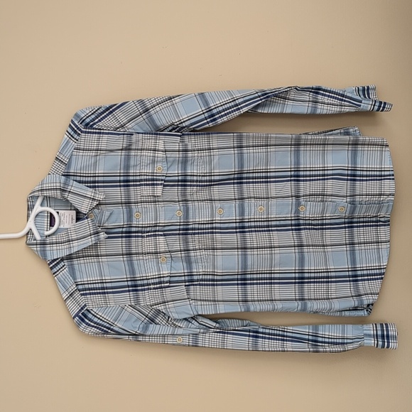 Patagonia Women's 4 Blue Plaid Button Up Shirt Roll Tab Sleeves Top - Picture 1 of 16